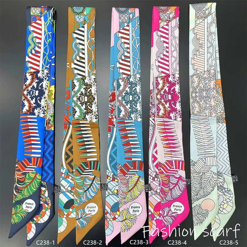 1PC Koreanische Mode Neue frauen Twill Dekorative Band Kleine Schal Bindung Tasche Griff Band Haar Band Kleine Schal stirnband – Detail 14