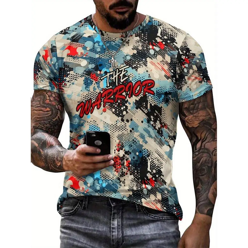 

Retro Men's T-Shirt Camouflage Print Men Casual Short Sleeve Tees Quick Drying Clothing Tops Oversized Clothes Summer Streetwear