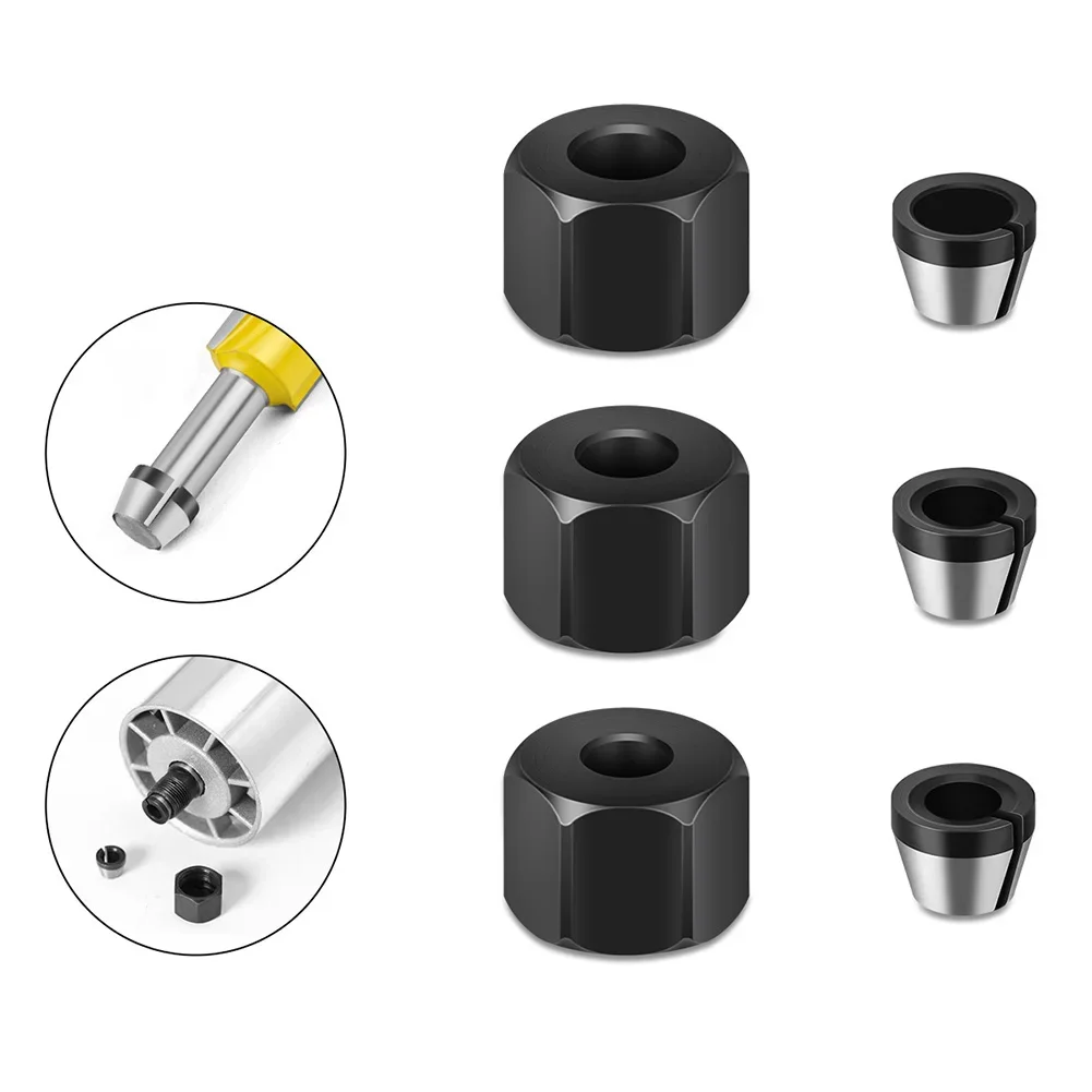6pcs/Set 6mm 6.35mm 8mm Milling Cutter Collet Adapter Engraving Trimming Machine Chucks Trimmer Router Bit Accessories