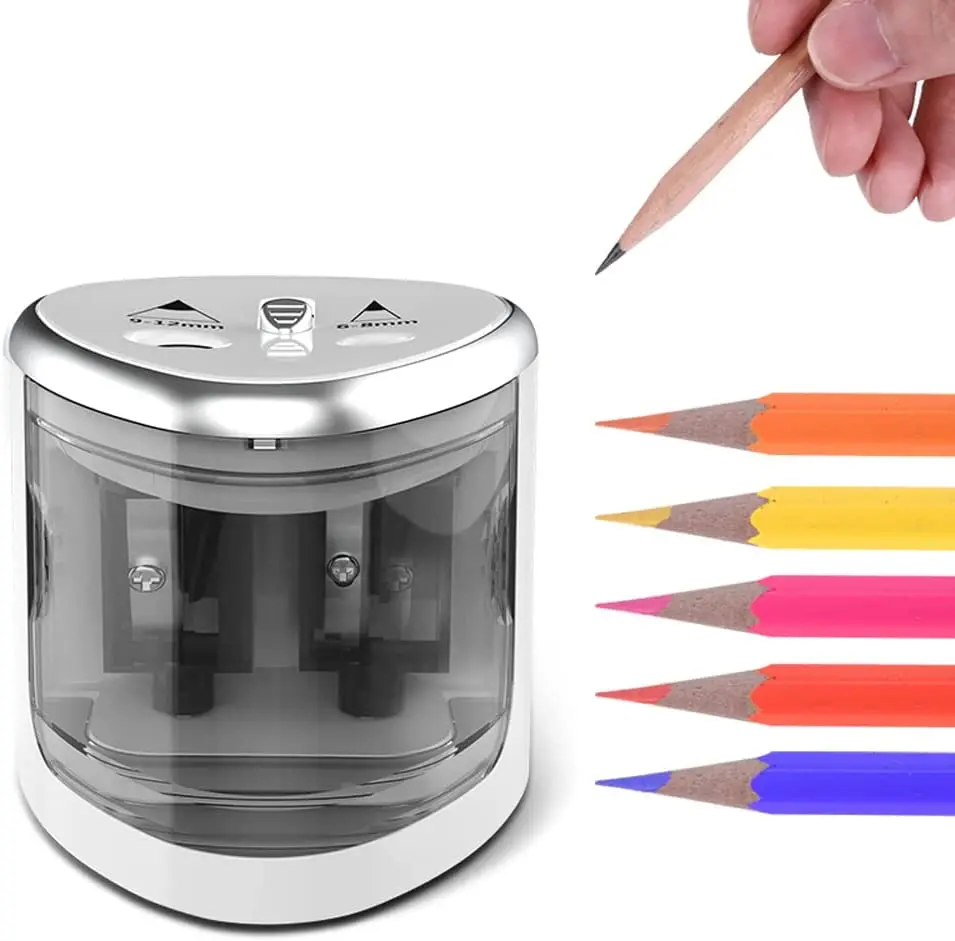 Electric Pencil Sharpener for Colored Pencils For No.2 and 6-12mm Pencils,  Dual Hole for Office School Artists Adults Kids Use