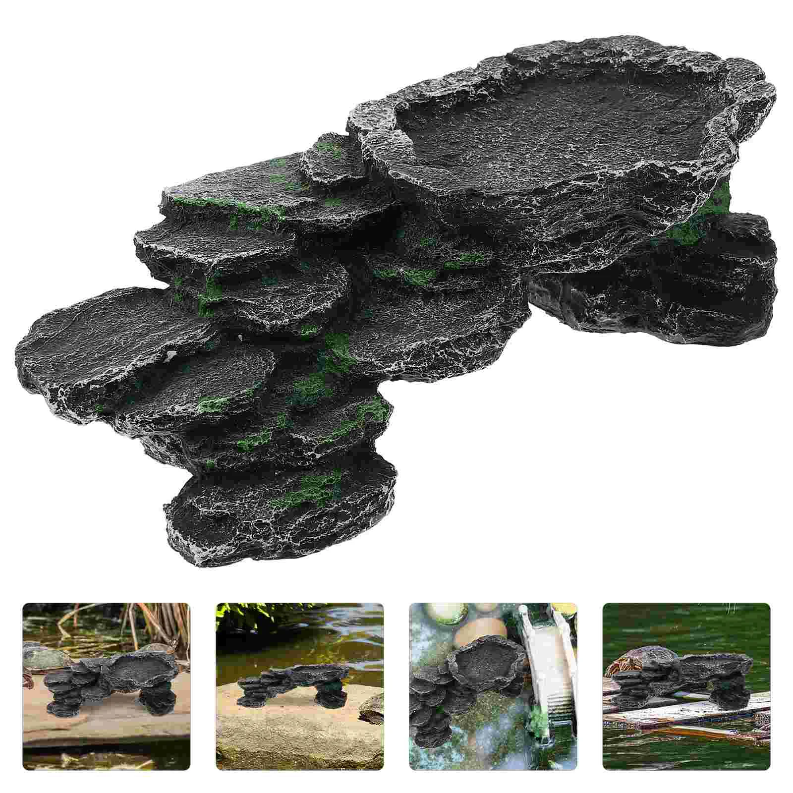 

Pet Climbing Simulated Turtle Ramp Reptiles Tank Platform Desktop Basking Resin Vivid Tortoise Habitat Shelter Animal