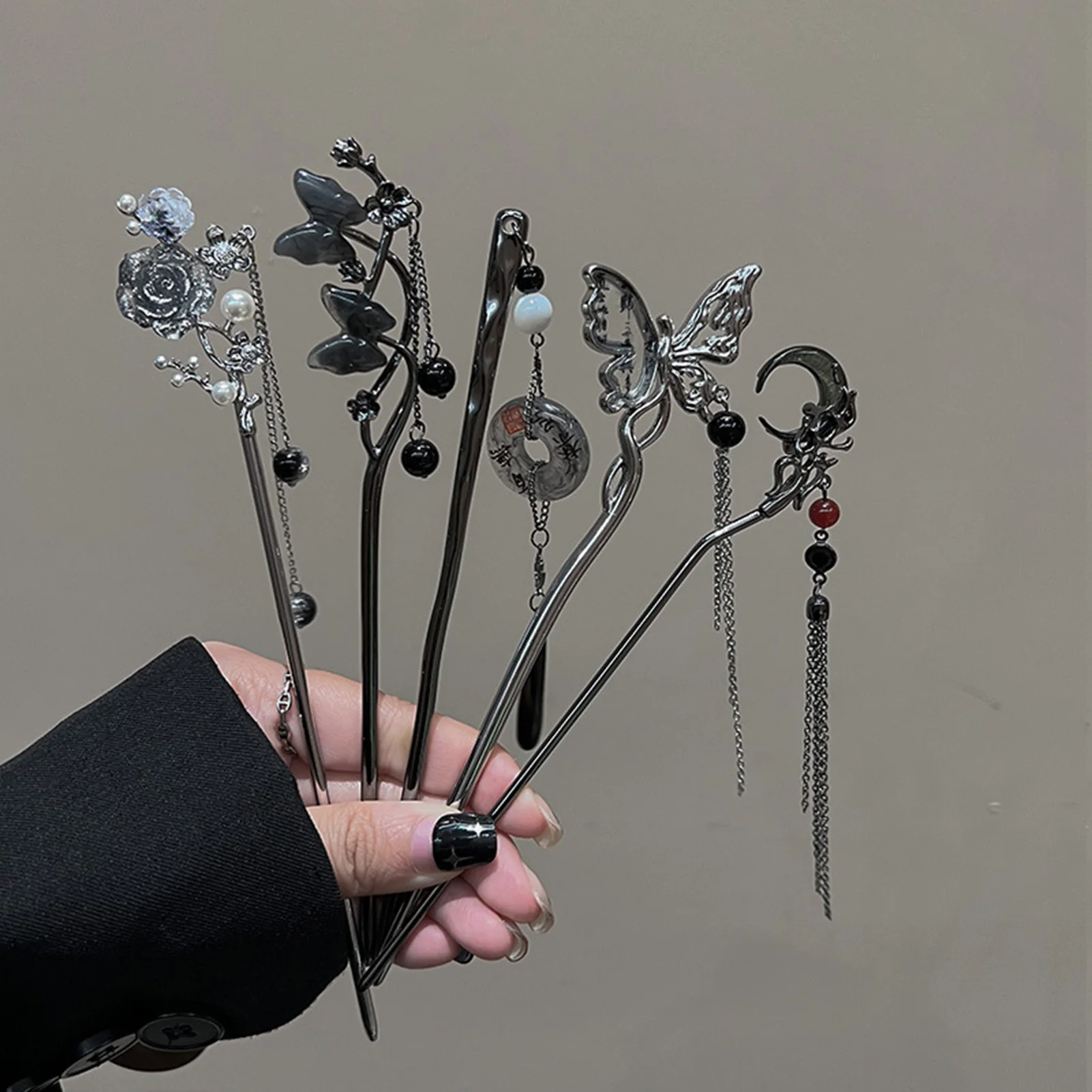 Chinesische Gericht Stil Haar Pins Mit Quaste Legierung Vintage Schmetterling Blumen Haar Clip Für Frauen Hochzeit Haar Schmuck Zubehör – Detail 1