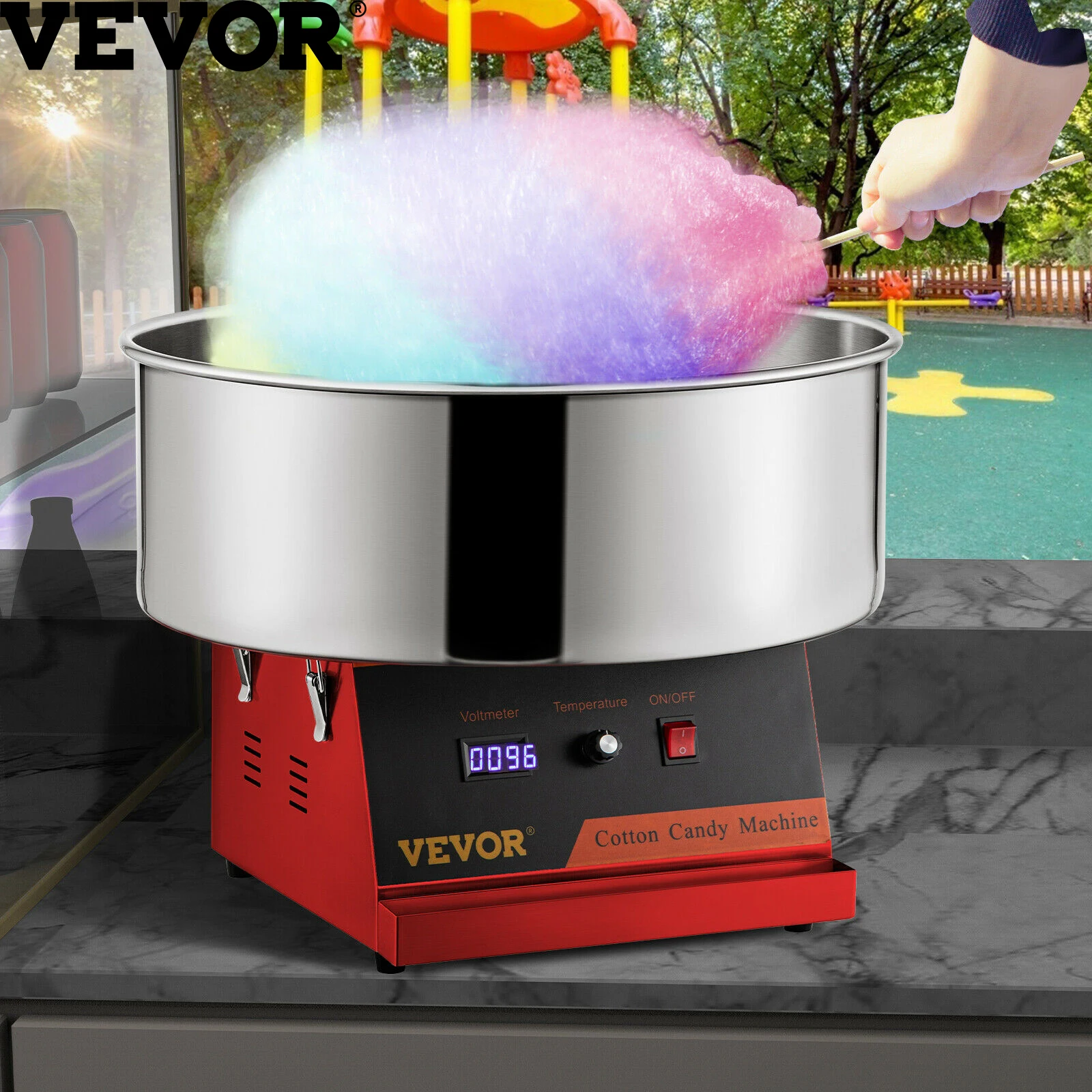 VEVOR Electric Cotton Candy Machine Commercial Candy Floss Maker 1050W for Festivals Carnivals Birthday Parties Sports Events