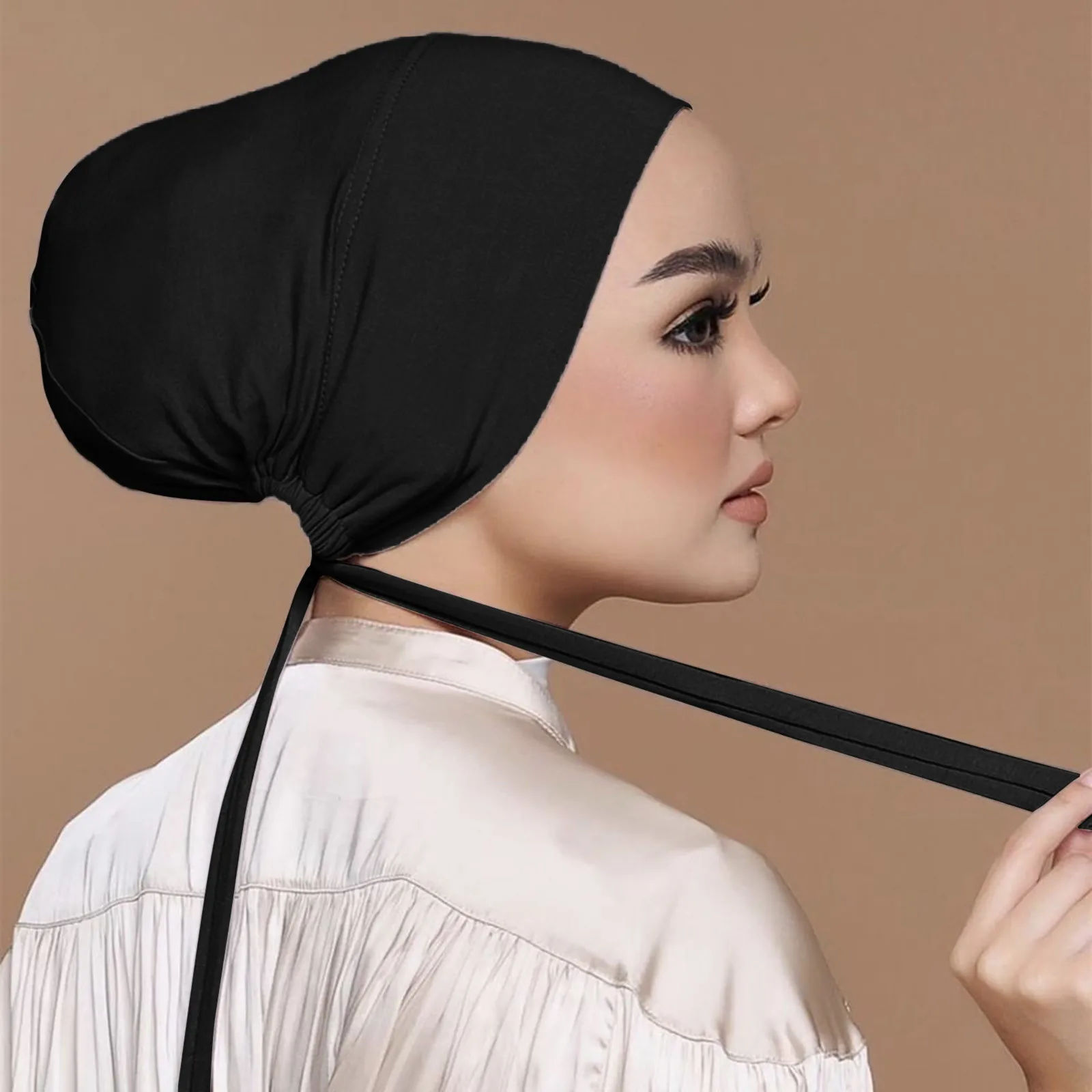 

New Soft Solid Modal Muslim Turban Hat Inner Hijab Caps Islamic Underscarf Bonnet India Hats Female Headwrap Turbante Mujer