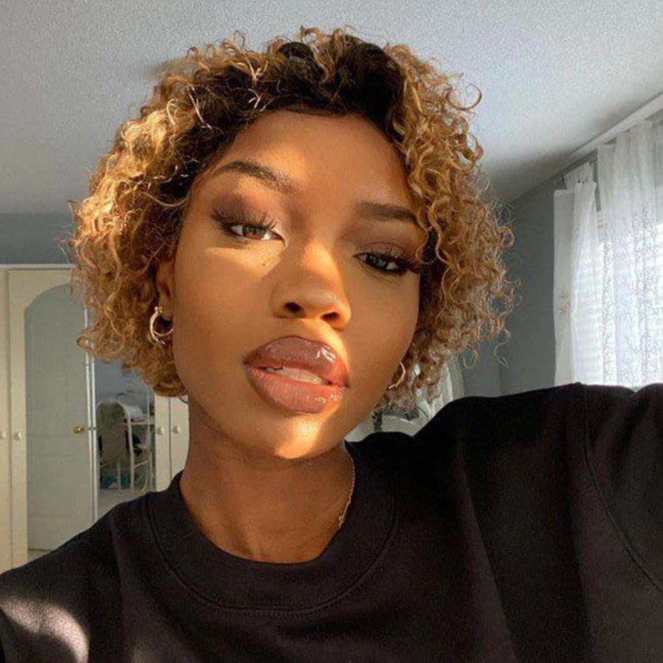 Pixie Cut Wig Short Bob Curly Human Hair Wigs perruque bresillienne Cheap 13X1 Transparent Lace Wig Water Deep Wave Human Hair