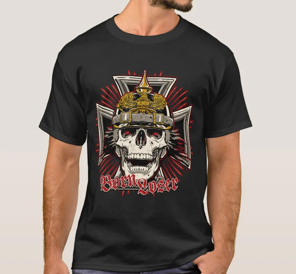 Ww1 German Iron Cross Pickelhaube Prussian Soldier Skull T-Shirt 100% Cotone O-Collo Manica Corta T-Shirt Casual Da Uomo Taglia S-3Xl