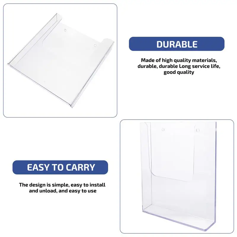 1PC A4 Hanging Acrylic Sign Holder Wall File Organizer Wall Magazine Holder Acrylic Sign Box Pamphlet For