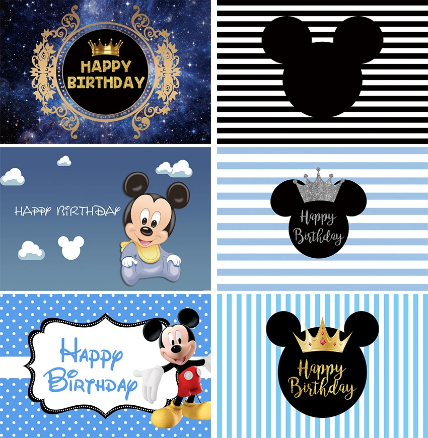 voluntario Cuervo Volver a llamar Fondo de dibujos animados de Disney para fotografía, telón de fondo de Mickey  Mouse, decoración de fiesta de cumpleaños de bebé, papel tapiz de foto  personalizado| | - AliExpress