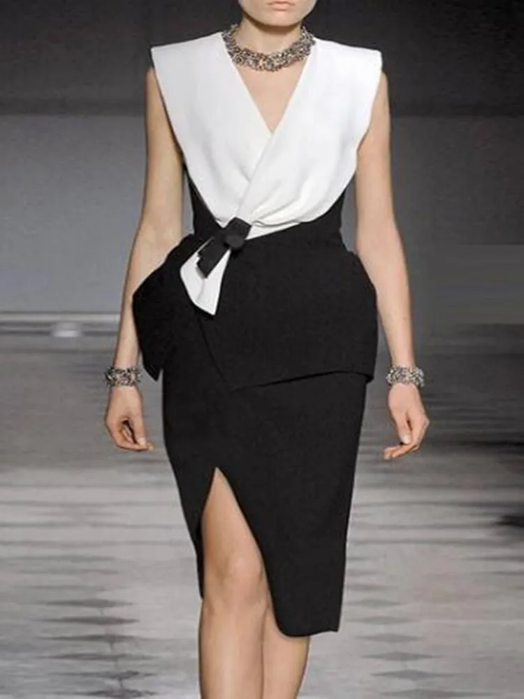 

ZAWFL летнее женское черно-белое контрастное стильное платье со шнуровкой с вырезами, женское сексуальное платье, женское платье