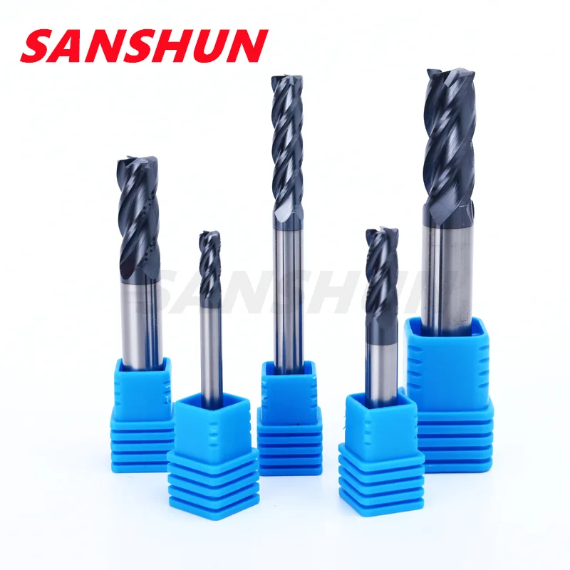 

HRC55 tungsten steel round nose milling cutter four-edge R-angle extended coating end milling cutter CNC carbide milling cutter