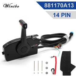 Outboard Engine Remote Throttle Control Box For Mercury Side Mount Power Trim 14PIN 15FT Cable 881170A13