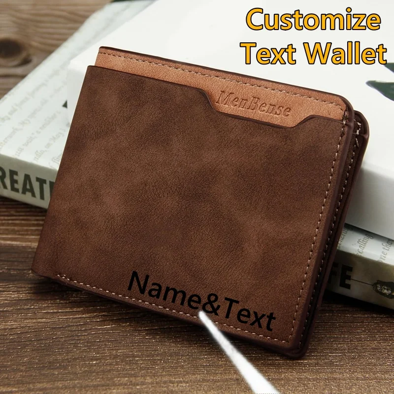 Personalized Vintage-Style Brown Faux Leather Wallet