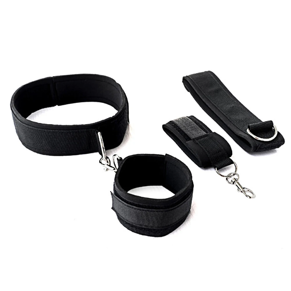 Sexy Leather Bondage Kits Adults Sex Toy Set for Women Men Handcuffs Ankle Cuffs Fetish Slave Collars Adult Bed Games