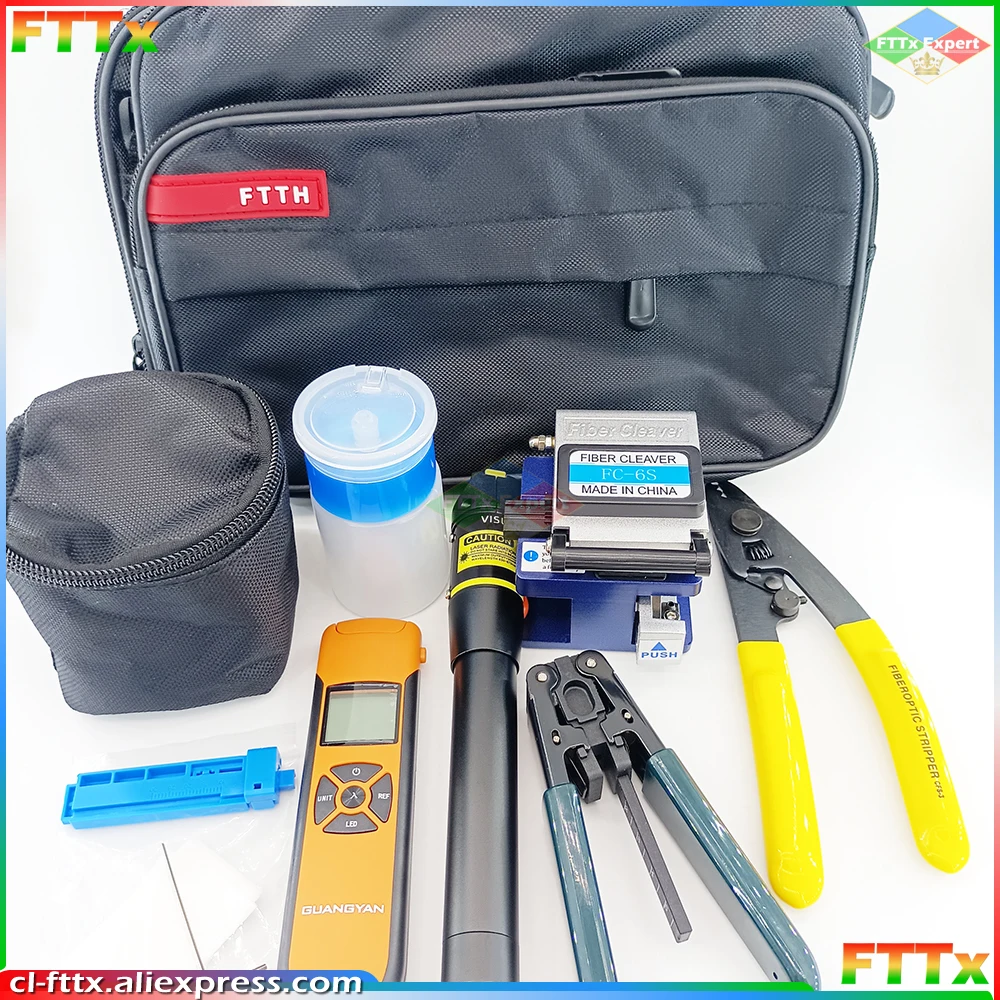 2023 New FTTH Fiber Optic Tool Kit with Fiber Optica Power Meter and 10mW Visual Fault Locator FS-6S FTTH Tool