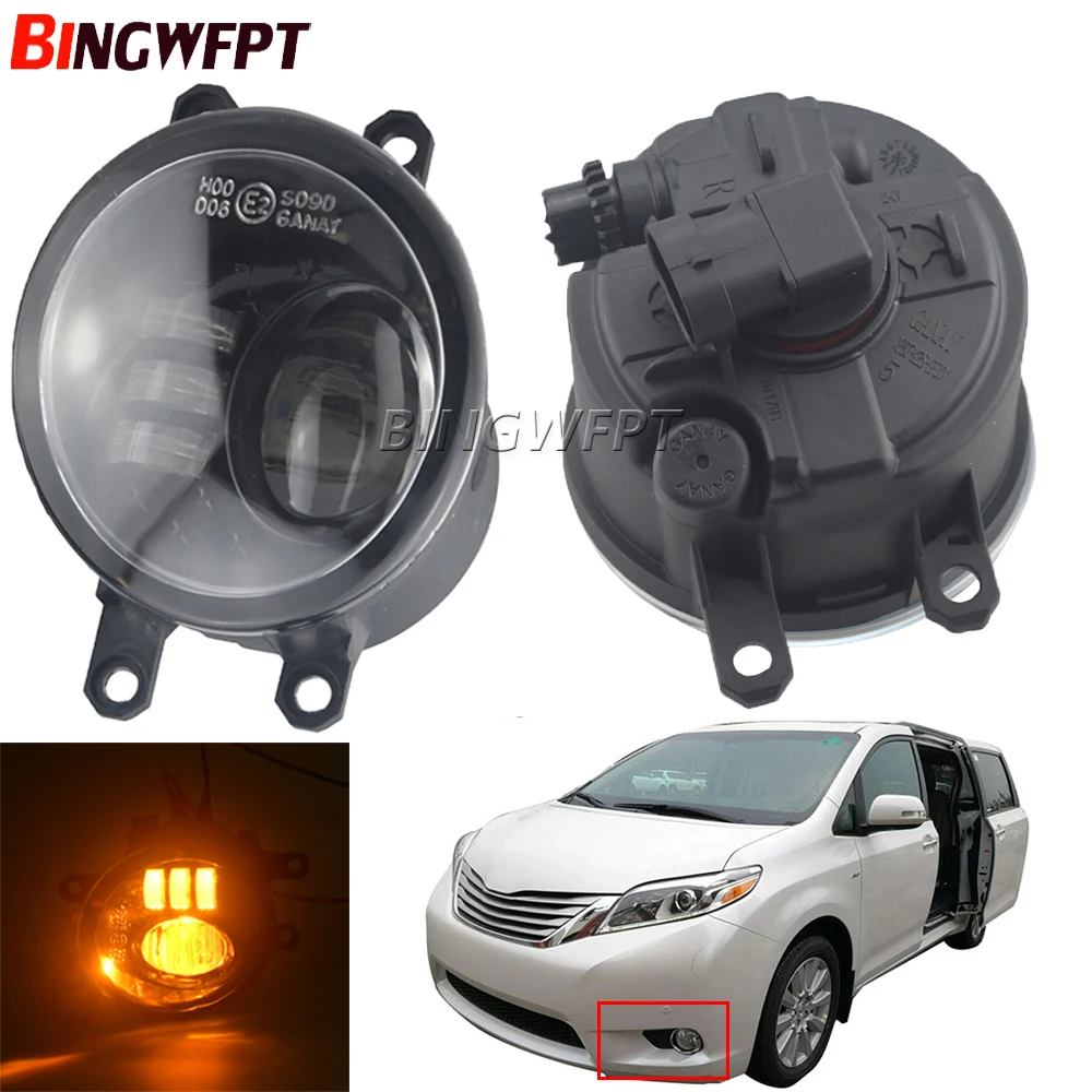 

2x Fog Light Bumper Spot Driving Fog Lamp Assembly For Toyota Sienna 2012 2013 2014 2015 2016