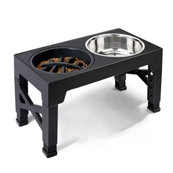 Adjustable Elevated Dog Feeder, Raised Dog Bowl Stand with Double Stainless Steel Food Water Bowls, Ergonomic Pet Feeding Station for Small Medium Large Dogs 1