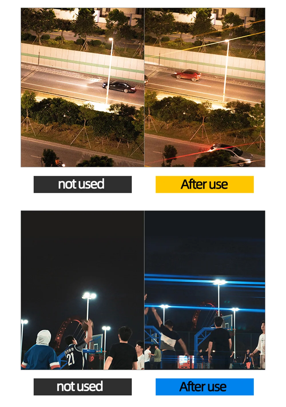 Filtro de lente azul Streak para câmera