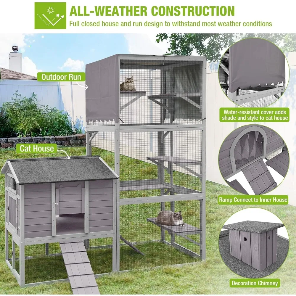Outdoor cat cage waterproof windproof warm multiple cats roost