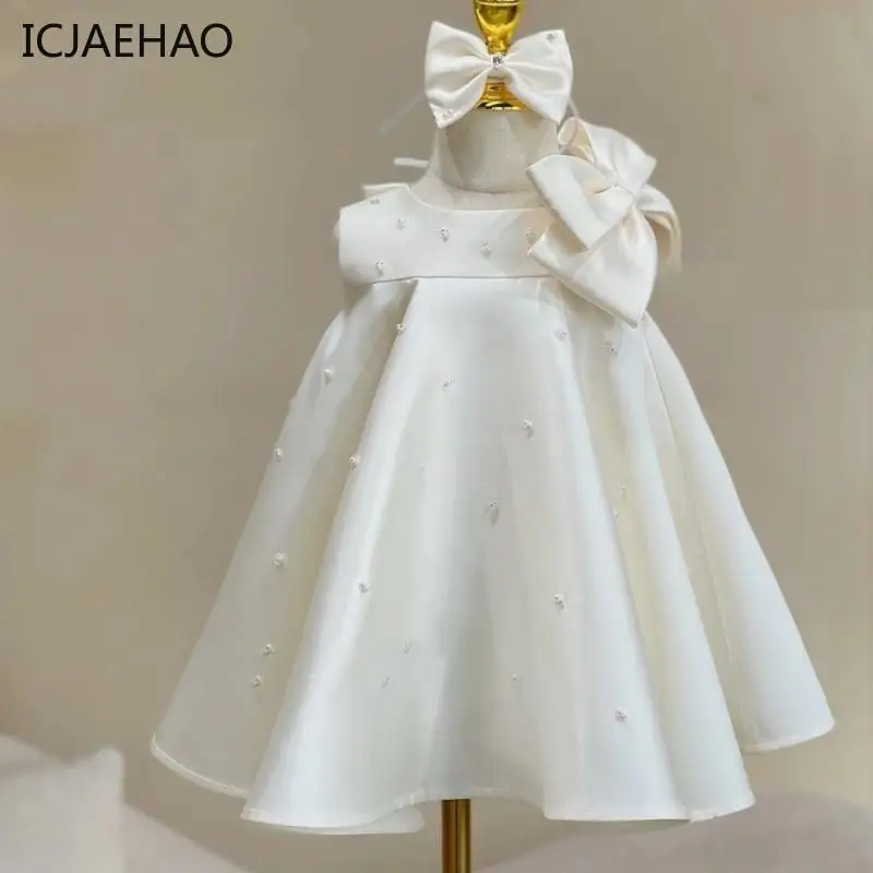 

Elegant Big Bow Frocks Clothes Birthday Baptism Dresses For Children Flower Girl Kids Teenagers Boutique Party Wear Matching