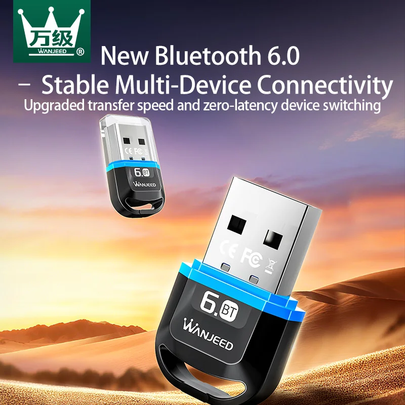 WANJEED USB 블루투스 6.0 PC 스피커용 동글 어댑터 무선 마우스 키보드 음악 오디오 수신기 송신기 블루투스