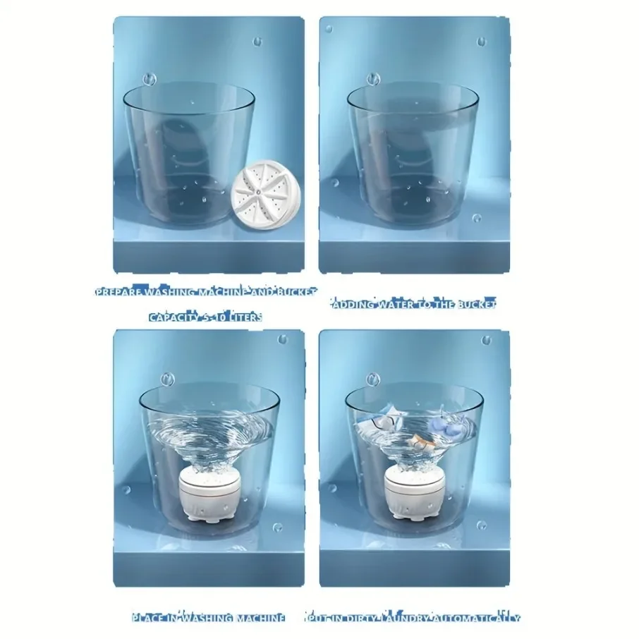 Mini washing machine suitable for socks underwear compact ultrasonic turbine washing machine travel and home laundry equipment