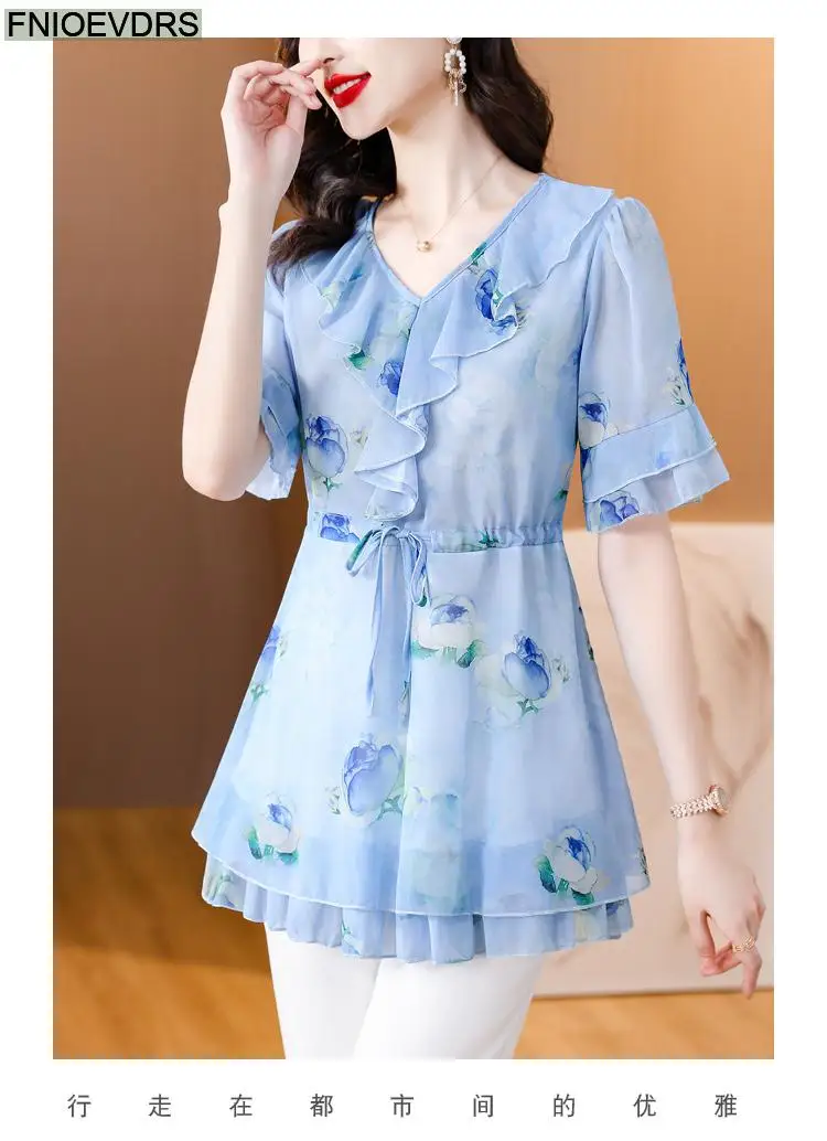 L-5XL Loose Clothes 2023 Women European Fashion Elegant Office Lady Work Ruffles Shirt Casual Tunic Peplum Tops And Blouses