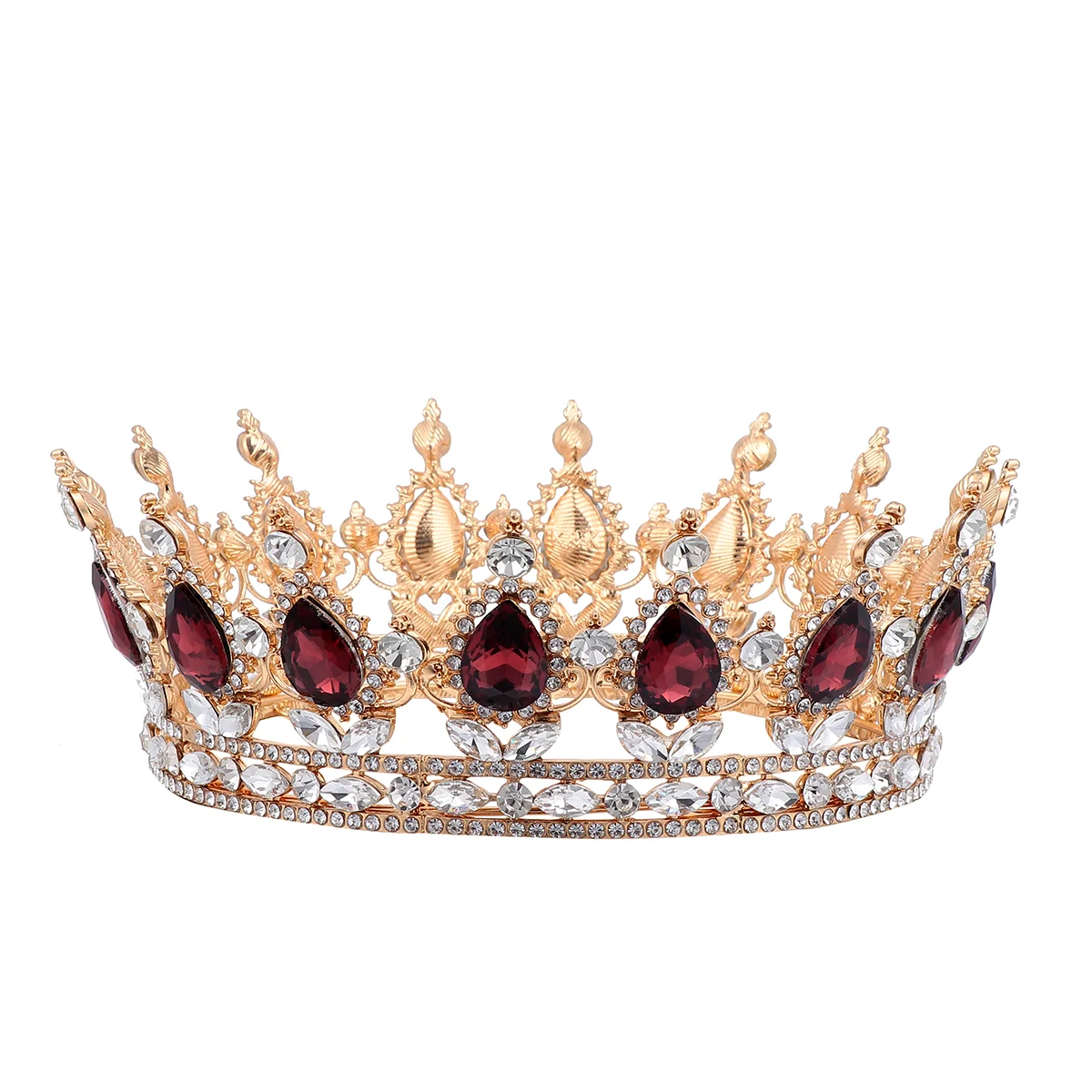 

Rhinestone Bridal Crown Tiara Headband Crown for Wedding Birthday Prom ( Red )
