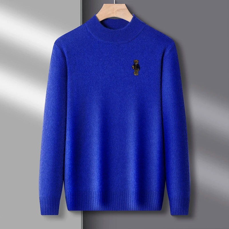Heiße Verkäufe Marke Luxus männer Stricken Pullover Mock Neck Bär Stickerei Verdicken Pullover Herbst Winter Weiche Warme Business männer tragen – Detail 21