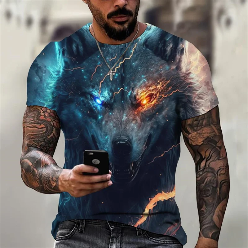 

Lion Wolf Graphic T Shirts for Men Cool Designs 3D Fierce Tiger Printed T-shirt Womens Clothing Streetwear Funny Kids Tee Shirts