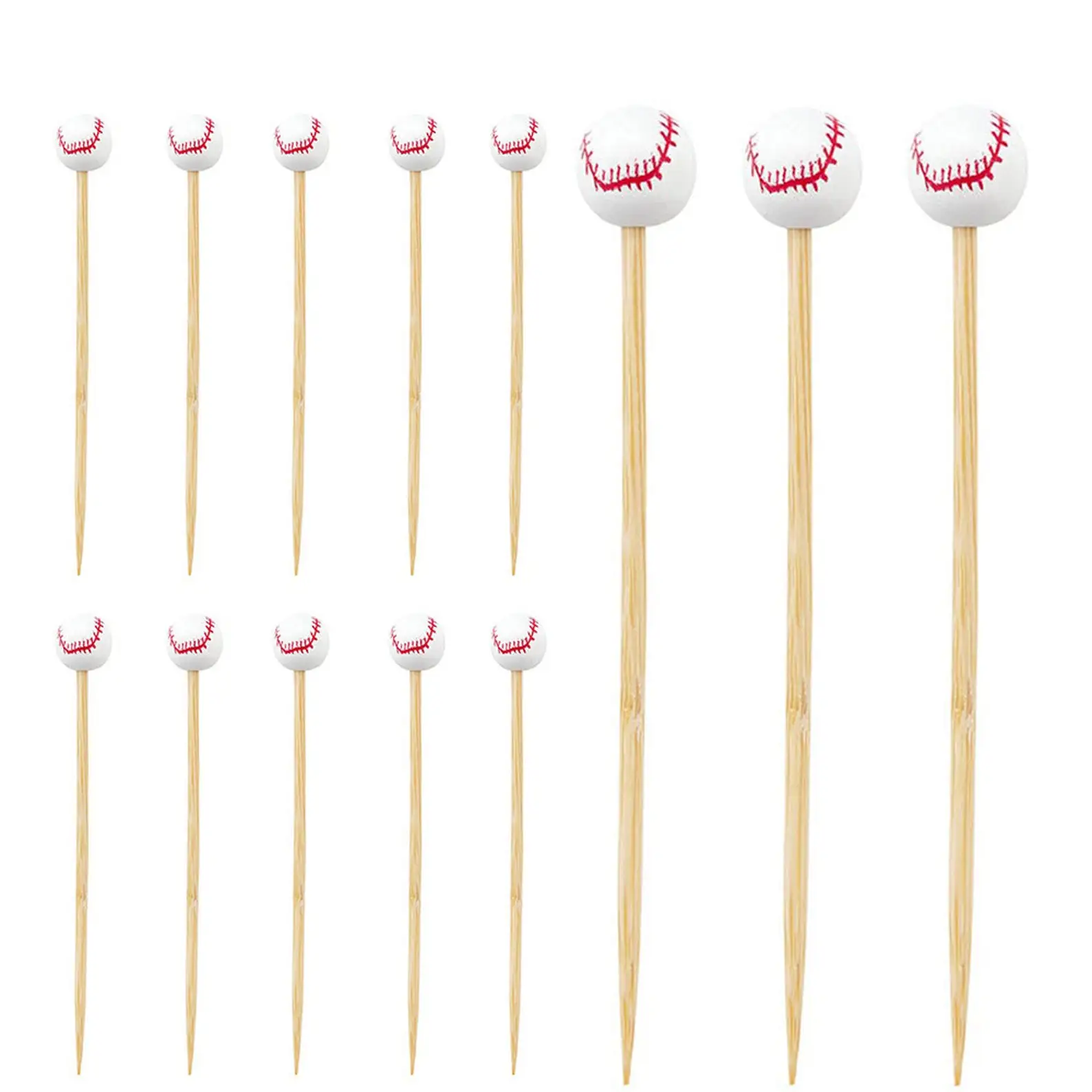 100 Stück x Home Party Hochzeit liefert Einweg 120mm Cocktail Tennisball Bambus Pick Spieße – Detail 6