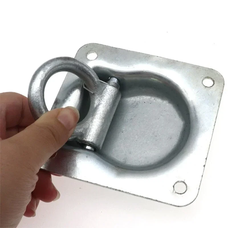 1Pc Silver Trailer Tie-Down Anchor Kit Lashing Anchor Hooks Trailer Truck Fit Load Cargo Lashing Ring Tie Down Eye Trap