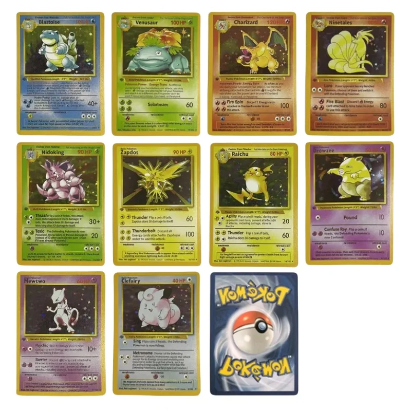 

Самодельная флеш-Карта Серия 1996 года, Charizard Mew Alakazam, чармандер, Бульбазавр, взрослая, игра, коллекционная карта