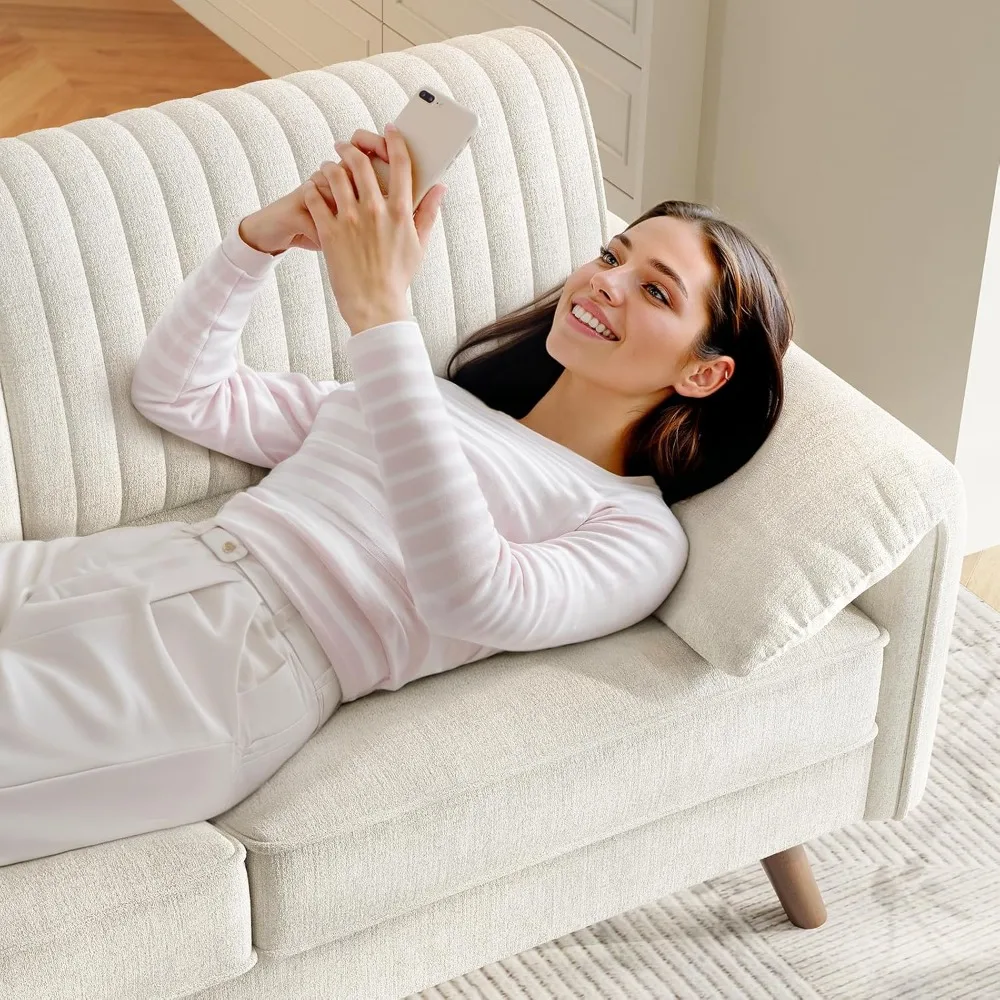 64.5" loveseat sofa, chenille loveseat couch for living room, 23.2" deep seat love seat with padded arms, comfy modern small cou