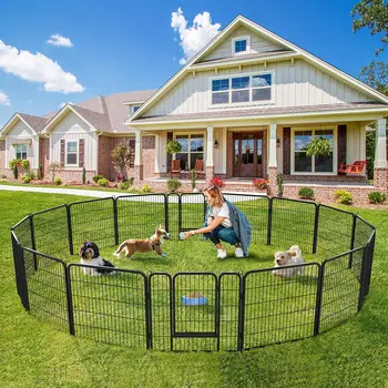 Heavy Duty Dog Playpen - Foldable Metal Pet Playpen Dog Exercise Pen Barrier Kennel with Door 3