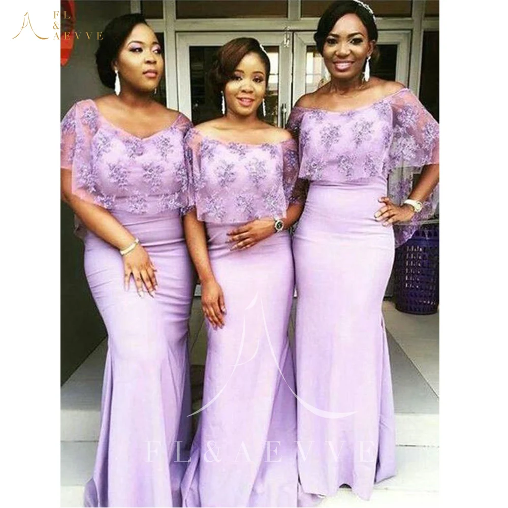 

Purple Satin Bridesmaid Dress Mermaid Elegant Gowns Wedding Ceremony Dress Lace Bridesmaid Robe Wedding Party Dresses