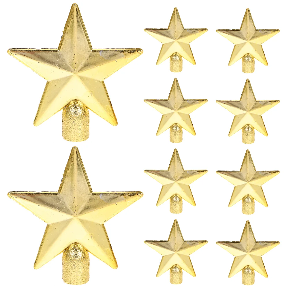 

10 Pcs Mini Christmas Tree Top Star Xmas Topper Cake Decorating Supplies Decorative Items Ornament Plastic Decorations