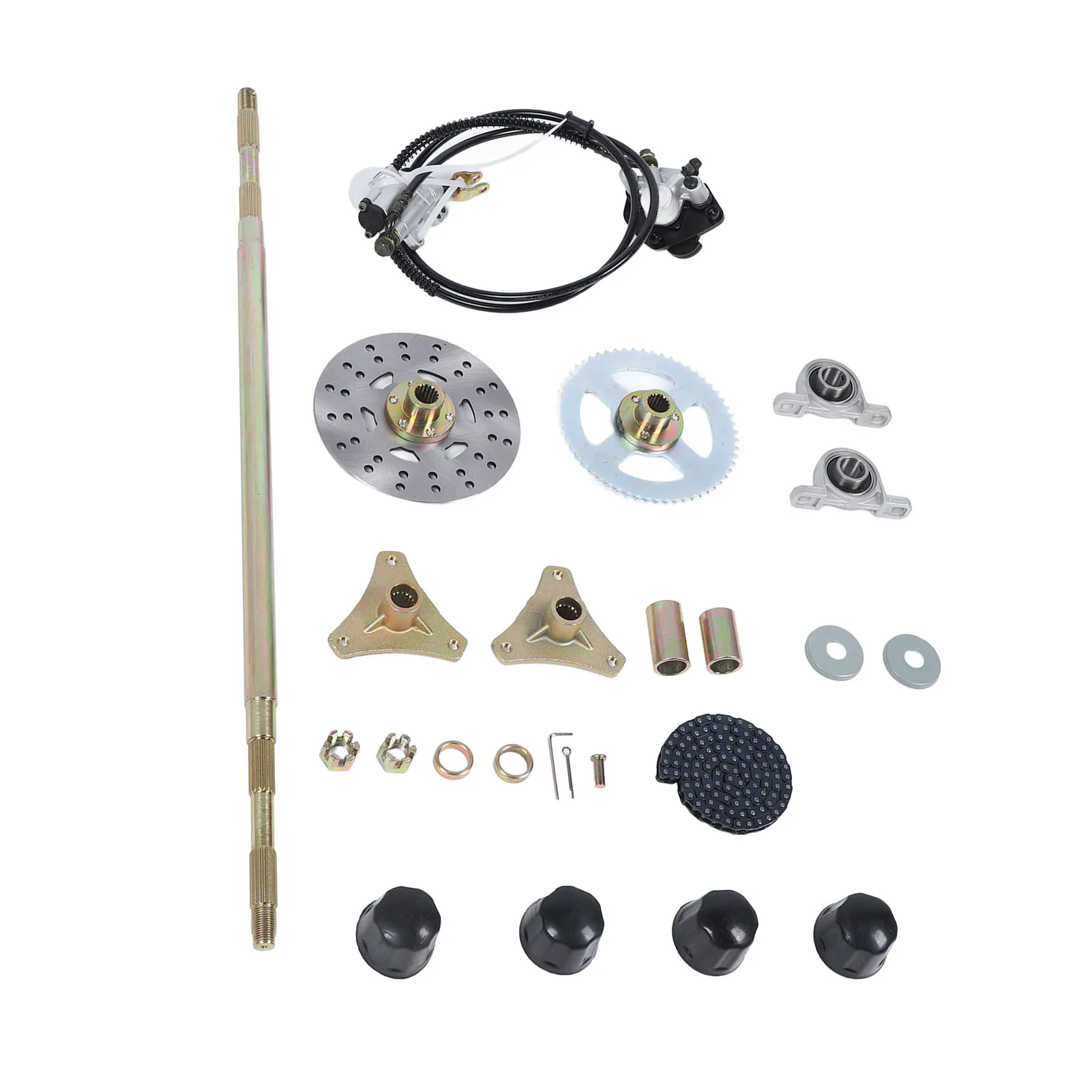 29인치 고카트 리어 라이브 액슬 완전 조립 키트 스프로킷 허브+브레이크 디스크 어셈블리 (DIY 미니 쿼드 ATV 고카트 버기용)