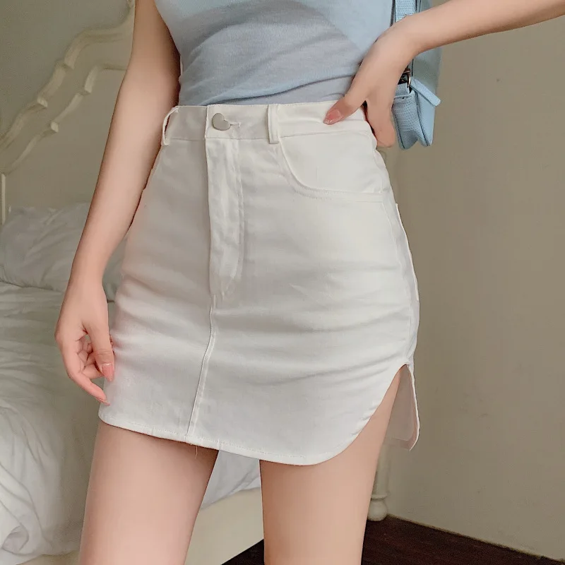 

Hsa Chic Hot Bag Hip Skirts with Shorts Woman Korean Skinny High Waist Bodycon Mini Skirt Women Summer Denim Short Skirt