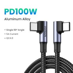 Enhanced USB - C to USB - C Fast Charger Cable, 100W PD Power Delivery, 5A High - Speed Charging Cord - 2m 2Pcs (100W Double Angle)