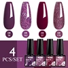 4Pcs/Set Gel Nail Polish Glitter Popular Colors In Autumn Black Semi Permanent Soak Off UV LED Nail Art Varnish Supplies 3