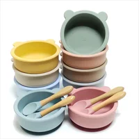 3pcs Baby Silicone Bowl Suction Cup Bowl Children's Tableware Complementary Bowl Children's Dinner Plate Silicone Tableware 1