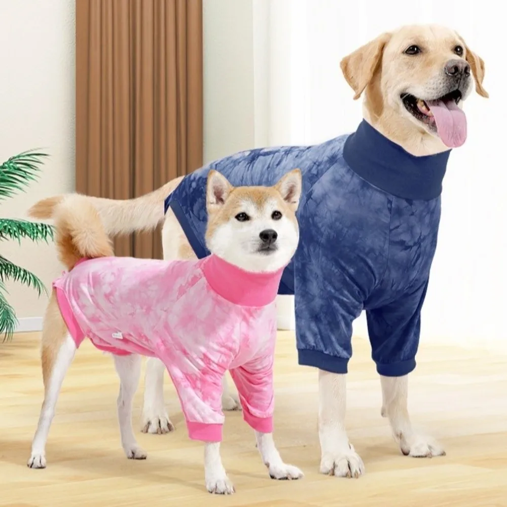 Dog Pajamas Elastic Dog Recovery Suit Warm Tie Dye Pet Spay Suit Comfortable Dogs Calming Pullover Post-Operation Care