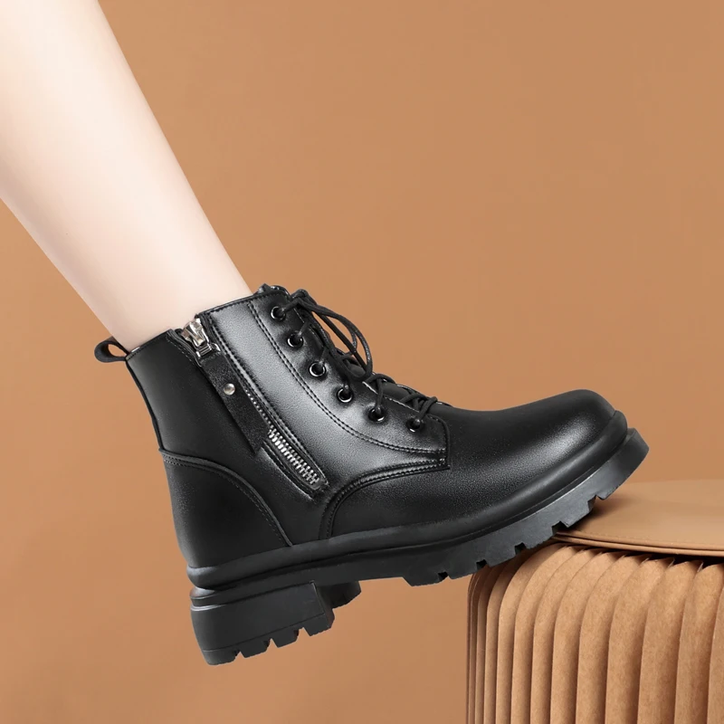 AIYUQI Women Winter Boots 2024 New Genuine Leather Women Snow Boots Wool Warm Non Slip Large Size 41 42 43 Women Ankle Boots