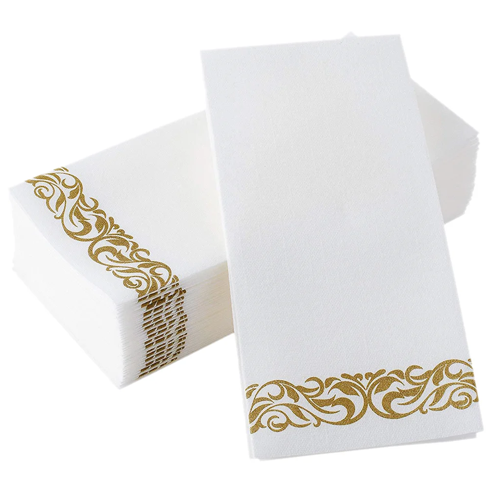 

25 Pcs Dining Table Paper Napkin Banquet Gold Decor Decorative Party Napkins Virgin Wood Pulp Dinner