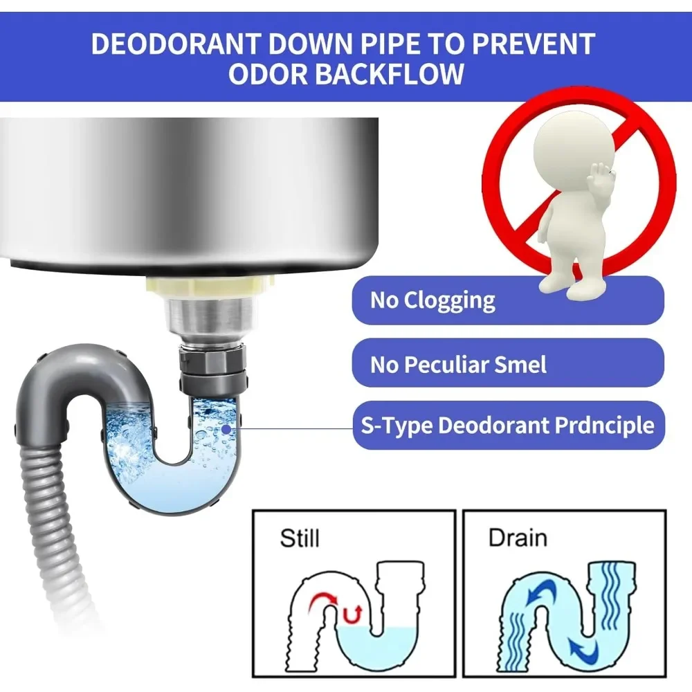 Free Standing Sink Utility Stainless Steel Kitchen Single Bowl Washing Hand Basin Station Sink Drainboard Faucet