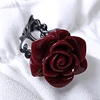 Red Rose Gothic Victorian Rings Adjustable Finger Rings Goth Trendy Flower Open Rings Halloween Party Jewelry Wedding 2