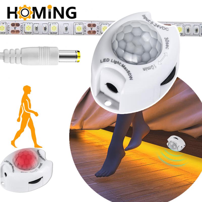 12V Motion Sensor Light Switch 5V DC Activated Timer Automatic Movement Detector ON OFF LED Strip Light PIR Motion Sensor Switch