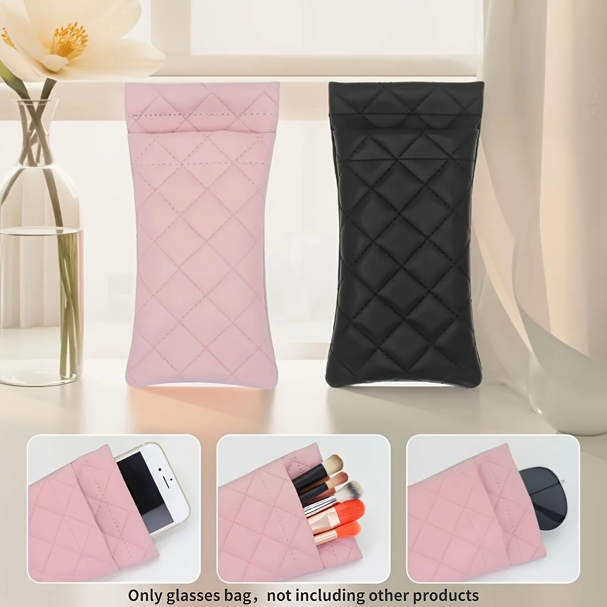 1PC Portable Squeeze Sunglasses Case- Pu Leather Soft Sunglasses Case Easy To Use Eyeglasses Case Pouch