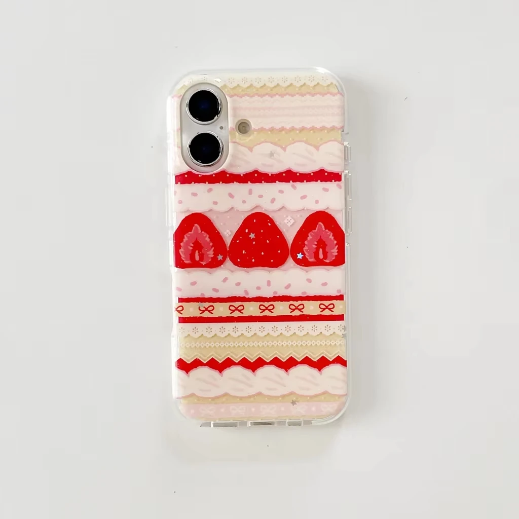 Cream Strawberry Cake Lace Bowknot Phone Case