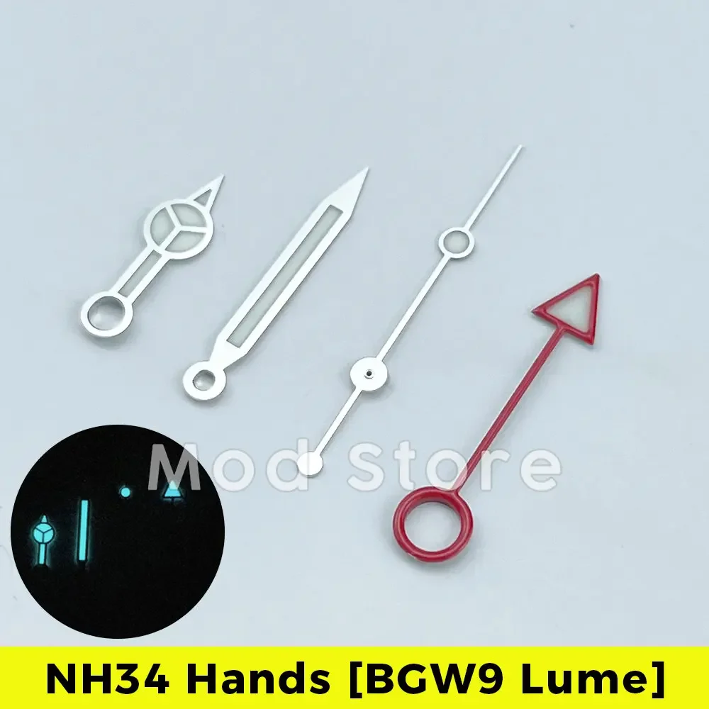 Watch accessories NH34 GMT watch hands set mod NH34A movement SKX SSK Mod BGW9 Lume 4-hand Explorer II 24 hour hand orange blue red green